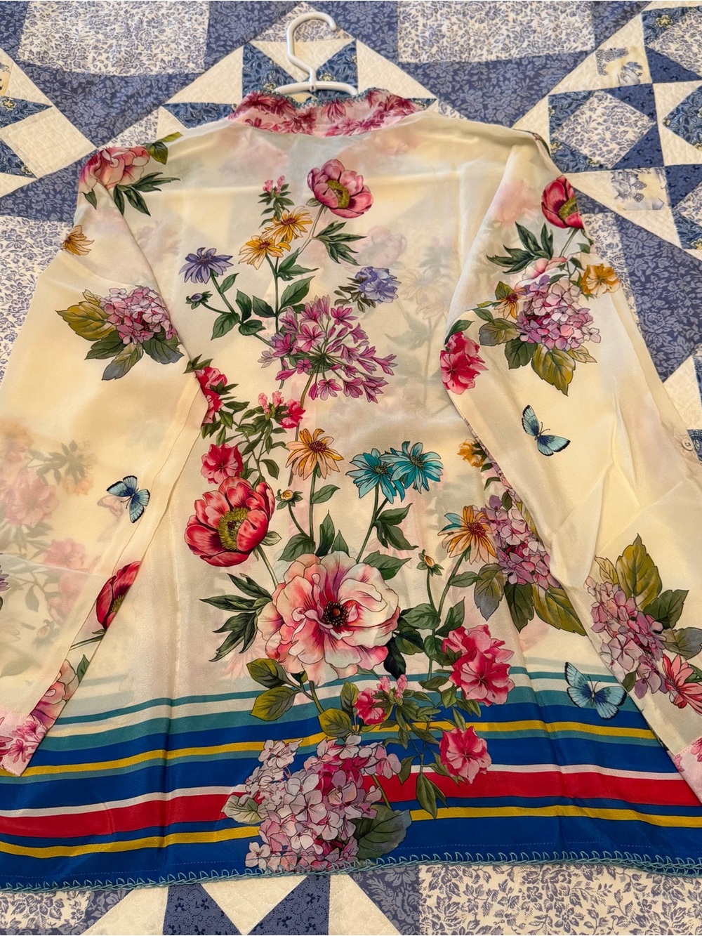NWT Johnny Was Wilton Silk Blouse Floral Boho Top Pink Size L New